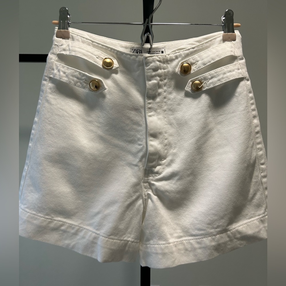 White high waisted denim shorts